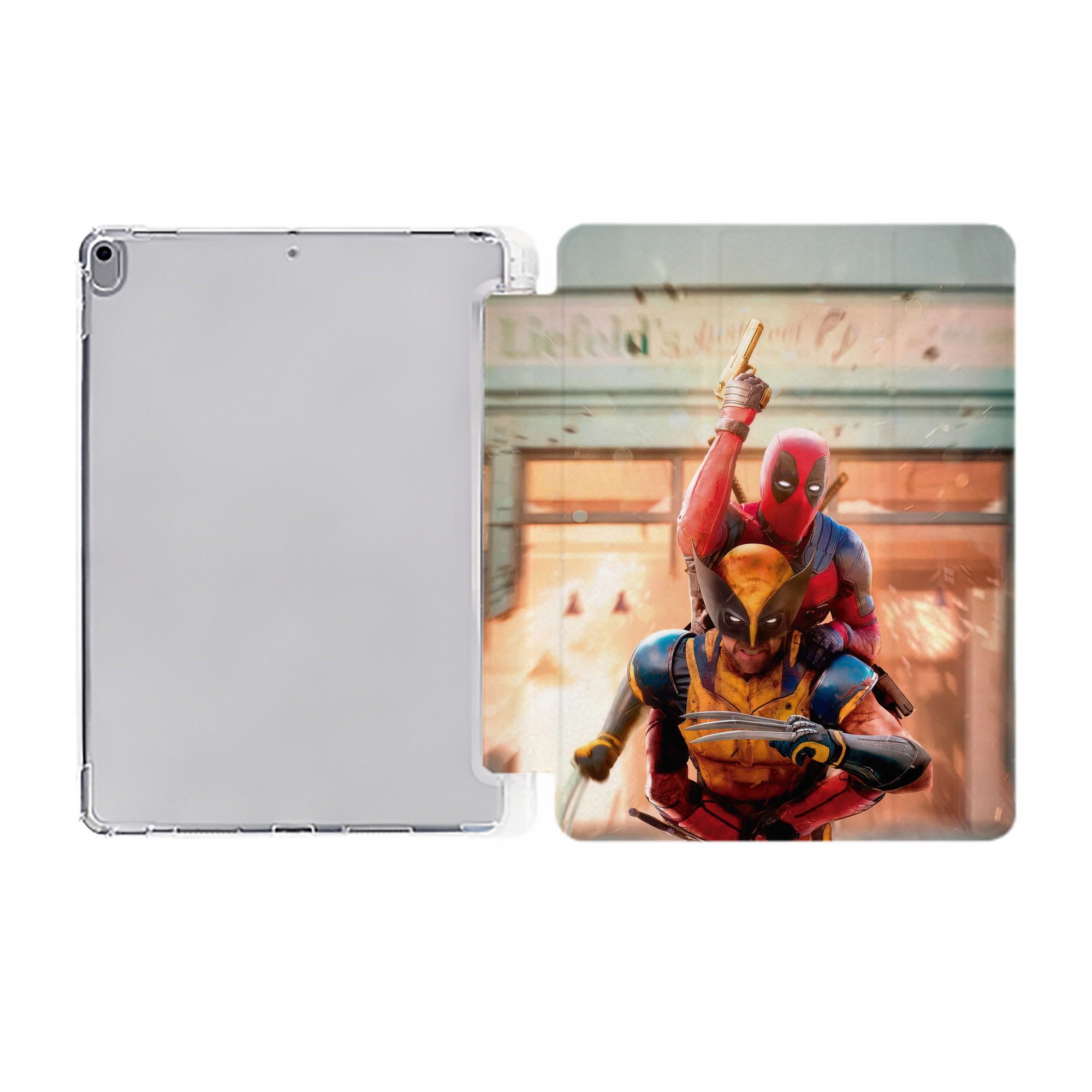 （画像用） Deadpool デッドプール IPad ケース ペン収納付き 三つ折りスタンド PUレザー×シリコン 対応機種9.5/10.5/10.9インチ